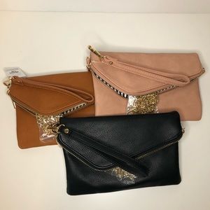 Envelope Wristlet Clutch Crossbody w/ Chain Strap